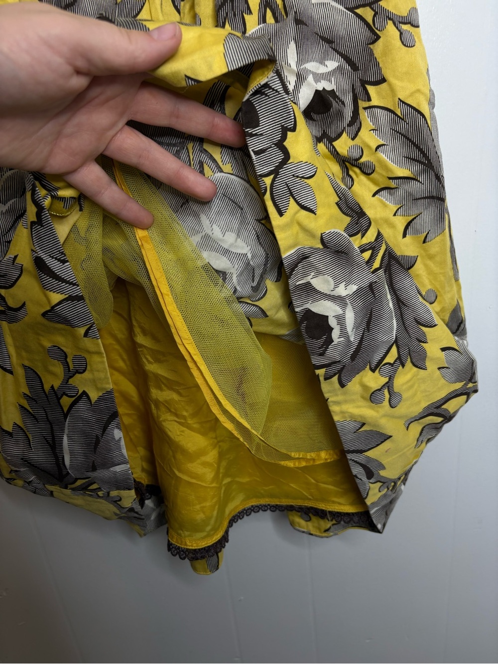 Anthropologie Dress Womens Size 6 Yellow Floral A Line Sunfield Leifsdottir - Picture 8 of 9